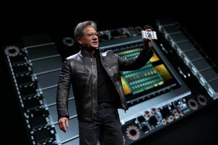 Beim ersten Prototyp der Tesla V100 ist die GV100-GPU um 90 Grad gedreht