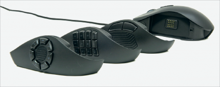 Bei den erstmalig zur Ausstattung einer Razer Naga gehörenden Daumenteilen steht nicht der Griffstil, sondern das Spiel-Genre im Vordergrund.&nbsp;Dabei bietet das mit Gummi bestückte 2-Tasten-Seitenteil sogar dem Office-Nutzer besten Grip und eine sehr gute Ergonomie.