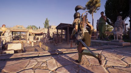 Das schönste Assassin´s Creed ist auch gleichermaßen das mit den höchsten Anforderungen an die Hardware. Im Bild sehen Sie unsere CPU-Benchmark-Szene im Prozessorfordernden Athen.