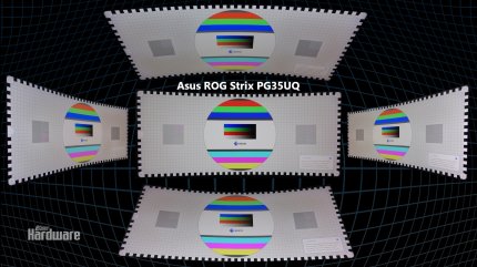 Asus PG35VQ: Das VA-Panel verfügt über eine relativ&nbsp; gute Blickwinkelstabilität, die ans IPS-Niveau heranreicht.