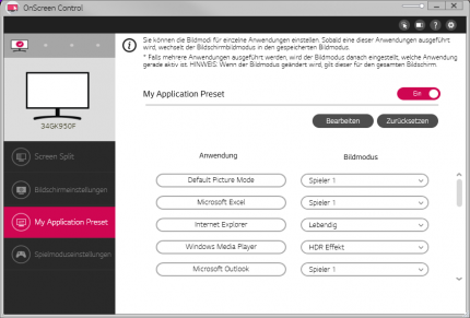 OnScreen Control: Application Presets