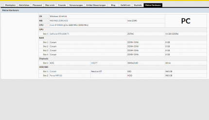 PCGH: Hardware-Daten im Nutzerprofil