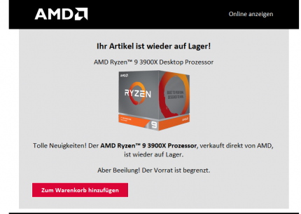 Ryzen 3900X: Kurzfristig bei AMD bestellbar