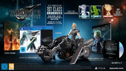 Cloud Strife und sein Motorrad Hardy-Daytona sind so nur in der 1st-Class-Edition erhältlich.