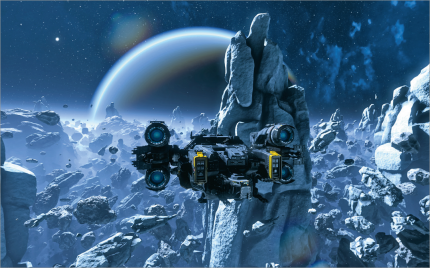 Nvidia Asteroids: Die Techdemo zeigt, was nur mit Hardware-näherem Zugriff möglich ist: Extrem viele Polygone und Objekte, deren LoD von der GPU gesteuert wird.