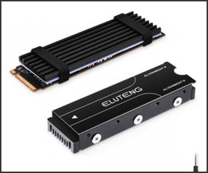Der Kühlkörper von Elutang lässt sich problemlos auf einer M.2-SSD anbringen.