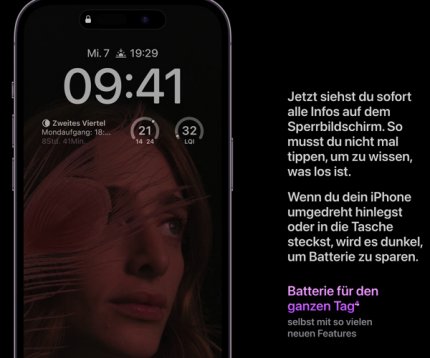Exklusiv beim iPhone 14 Pro gibt es ein Always-on-Display.