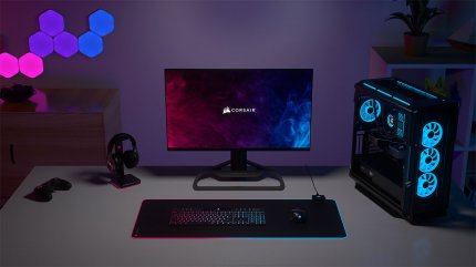 Nanoleaf-Panele können sich via Corsair iCUE mit RGB-Mousepads von Corsair synchronisieren.