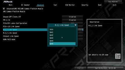 Während \AMD Overclocking\ vom CPU-Hersteller um alle beim A620 verbotenen Optionen bereinigt wurde, hat man die PCI-E-5.0-Auswahlmöglichkeiten in der Vorlage für das \AMD PBS\-Menü offensichtlich vergessen. Asrock und Asrock-Kunden freut 's.
