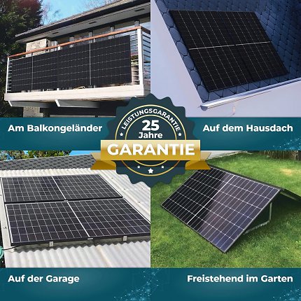 Nicht nur am Balkon lassen sich die Solarpaneele anbringen, sondern auch auf Garagendach oder mithilfe von Ständern im Garten.