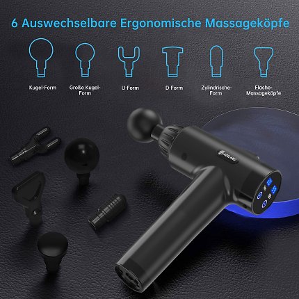 Dank der 6 ergonomischen Massageköpfe, findet man für jede Stelle den passenden Trigger.