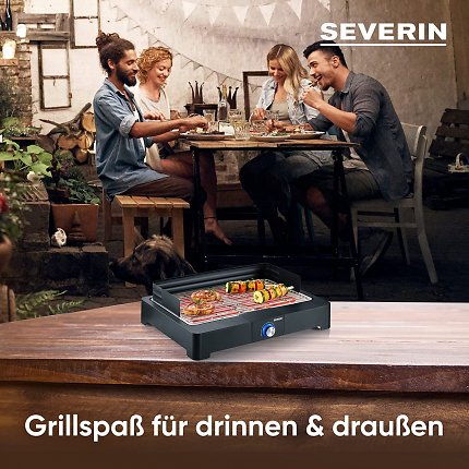 Der Tischgrill lässt sich sowohl drinnen als auch draußen wunderbar verwenden.