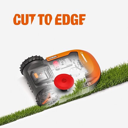 Top-Feature: "Cut to Edge" ermöglicht es dem Worx-Mähroboter, so nah wie möglich an der Rasenkante zu mähen.