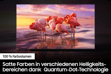 Die Quantum-Dot-Technologie des QLED-Fernsehers sorgt für 100% Farbvolumen.