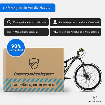 Das Fahrrad wird 90 % vormontiert geliefert. Natürlich bietet der deutsche Hersteller auch ein Montagevideo an.