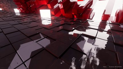 Desordre bietet einen bunten Haufen an technischen Einstellmöglichkeiten. Eine davon ist Nvidias Frame Generation, als Teil von <a href='www.pcgameshardware.de/Geforce-RTX-4090-Grafikkarte-279170/Specials/Nvidia-DLSS-3-RTX-4000-First-Test-1404973/'>DLSS 3.0</a>, die mit zwischengeschalteten, interpolationsartigen Frames die Bildrate verbessert. Artefakte sind nach wie vor bei abrupten Bewegungen/wilden Szenen gelegentlich zu erwarten. Die Schwere hängt dabei auch von den Unterschieden der 'echten' Frames zusammen. Im Falle des Technikgerüsts von Desordre lassen sich diese Artefakte wunderbar illustrieren (siehe in dem Bild rechts).