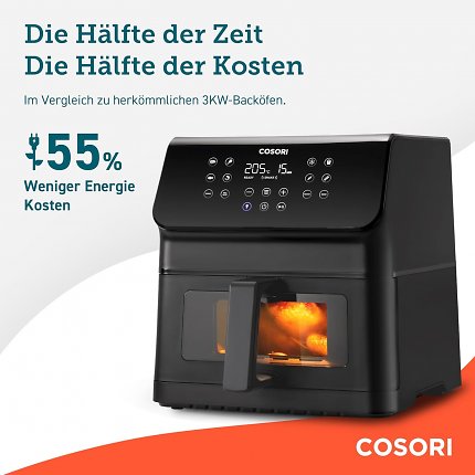 Mit der Heißluftfritteuse von Cosori kann man Energiesparen.
