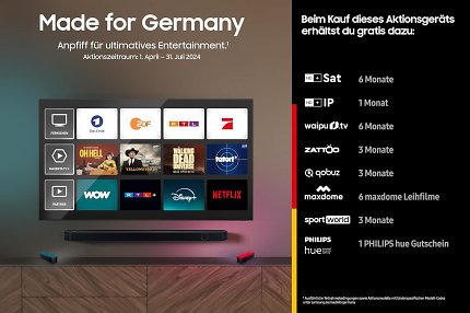 Zum Samsung-Fernseher gibt es einige Abonnements gratis dazu.