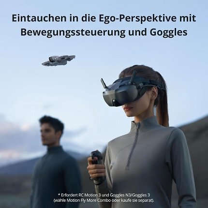 In der Motion Fly More Combo gibt es die DJI Neo auch im Bundle mit Kamera-Headset und Einhand-Controller.