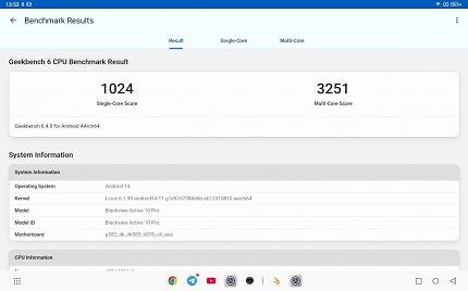 Geekbench v6 Benchmark vom Mediatek Dimensity 7300. Damit ist das Blackview Active 10 Pro schneller als z. B. ein Xiaomi Redmi Pad Pro 2024.
