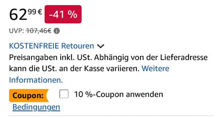 Dank einer Coupon-Aktion gibt es bei Amazon den Akku-18V in 5 Ah günstiger als beim günstigsten Anbieter im Preisvergleich. Er bietet 25 Prozent mehr Leistung als der 4 Ah große Akku und ist unter anderem mit Akkuschraubern und Bohrhämmern kompatibel.