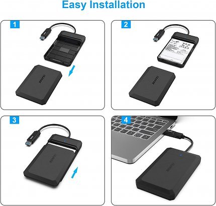 Anstelle einer externen Festplatte kann man sich auch einfach ein Gehäuse für wenige Euro kaufen und sich auf Basis einer alten SSD eine bauen. Besonder beliebt: ein Modell mit USB-C und -A mit 4,6 von 5 Sternen bei den Amazon Frühlingsangeboten.