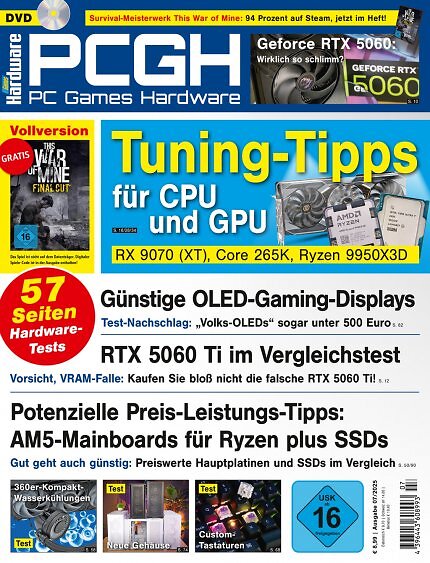 <strong>DVD-Cover </strong>der PCGH-Ausgabe 07/2025. Mit dabei ist <a href='de.gamesplanet.com/game/this-war-of-mine-steam-key--2882-1?ref=computec'><strong>This War of Mine: Final Cut</strong></a><strong> </strong>als Steam-Vollversion.