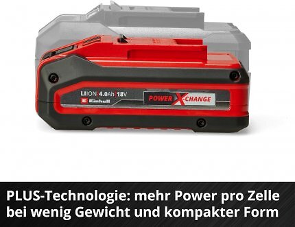 Der Plus-Akku von Einhell ist ebenfalls Teil der Power-X-Change-Familie, aber fällt kompakter aus.