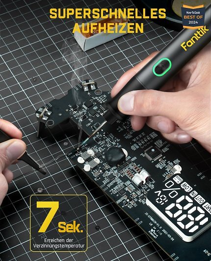 Der kabelleos Lötkolben von Fanttik ist bei Amazon doppelt reduziert. Er eignet sich etw für Lötarbeiten an Mainboard und Grafikkarte.