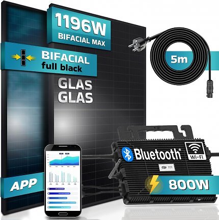 Das 900-Watt-Balkonkraftwerk von Sunniva mit zwei bifazialen Full-Balck-Moudlen ist bei Amazon günstig wie dort nie.