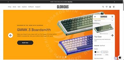 Custom-Gaming-Tastatur total: Mithilfe der <a href='www.gloriousgaming.com/pages/gmmk-3-boardsmith'>Glorious-Boardsmith-App</a> können Sie sich in zehn Schritten Ihre ganz individuelle GMMK 3 zusammenstellen.