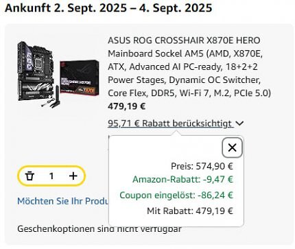 Nach Abzug des Extra-Rabatts liegt der Preis bei nur noch 479,19 Euro.