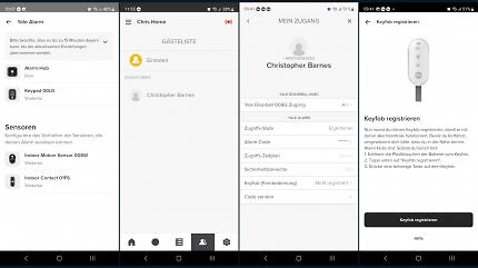Screenshots aus der Yale Home App