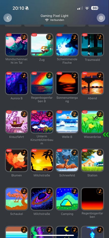 So viele Möglichkeiten: Die Govee-App bietet zu jedem Produkt eine große Auswahl an vorgefertigten Szenen, aber auch DIY-Funktionen und einen KI-Bot.