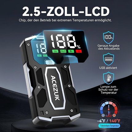 Bei Amazon sind verschiedene Starthilfe-Powerbankd für 11-Volt-Batterien befristet im Angebot. Sie erreichen eine Kapazität bis 23.800 mAh.