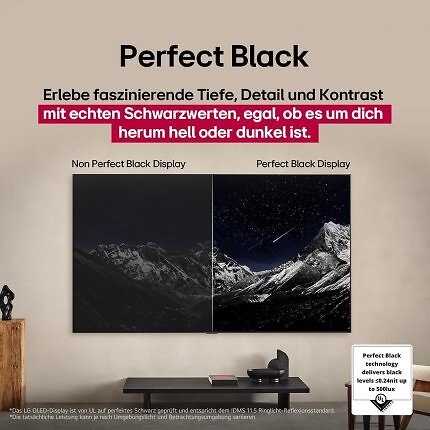 Die OLED-evo-Technologie sorgt für ein perfektes Schwarz und einen hohen Kontrast.