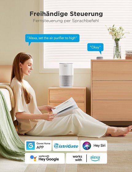 Der Mini-Luftreiniger von Govee ist mit Alexa kompatibel und bietet einen HEPA-Filter.
