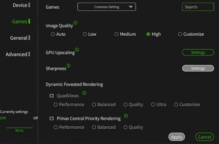 Screenshot der Pimax Play Software