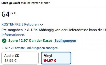 Bei Amazon sind Vinyl-Alben von Bands wie Pink Floyd, R.E.M. oder Künstlern wie Michael Jackson vorübergehend reduziert.