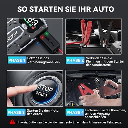 Die Nutzung der Starthilfe-Powerbank ist sehr einfach.
