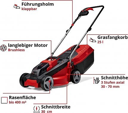 Der City-Akku-Rasenmäher GE-CM 18/30 Li von Einhell kostet im Set mit Akku und Ladegerät gerade nur noch 100 Euro.