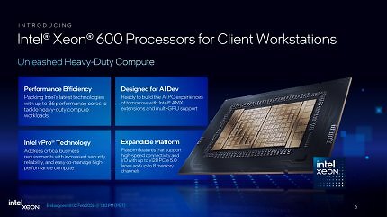 Intel Xeon 600 for Workstation Launch-Präsentation (6): Der Aufbau mit zwei I/O- und einem oder zwei Compute Tiles entspricht älteren 'Xeon 6' Granite Rapids für LGA4710.