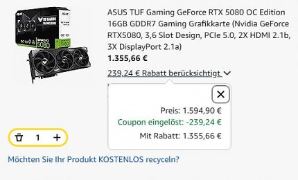 Durch den Coupon sinkt der Preis auf 1.355,66 Euro.