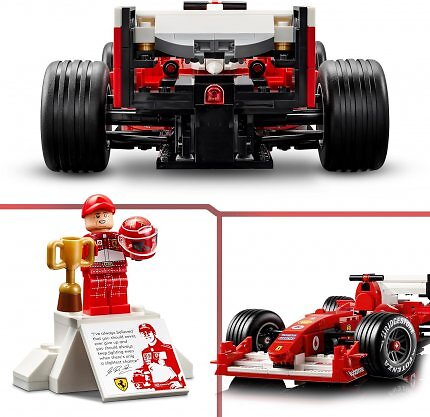 Lego Icons Ferrari F2004 mit einer Minifigur von Michael Schumacher