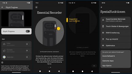 Screenshots der speziellen Nothing Features