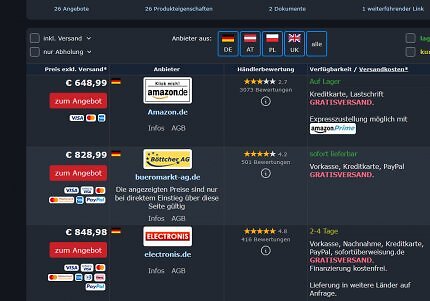 Andere Shops sind beim Roborock S8 MaxV Ultra aktuell klar teurer.
