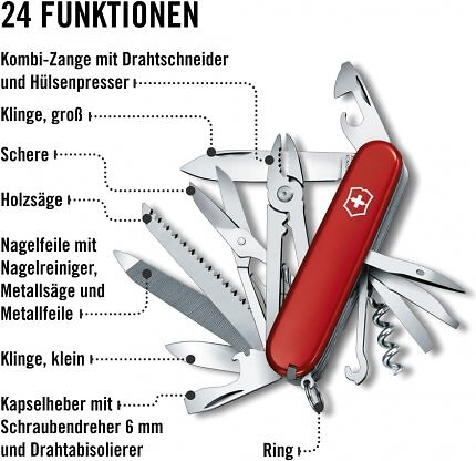 Der Victorinox Handyman ist ein Schweizer Taschenmesser mit 24 Funktionen wie Zange.