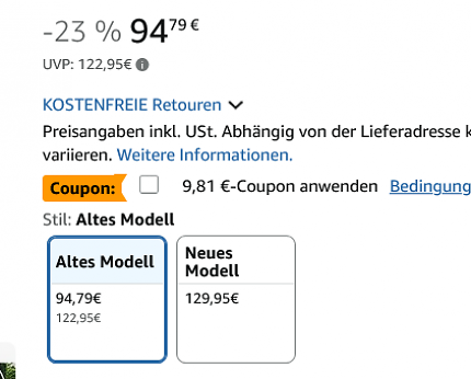 Die limitierten Einhell-Coupons hakt man auf der Produktseite ab.
