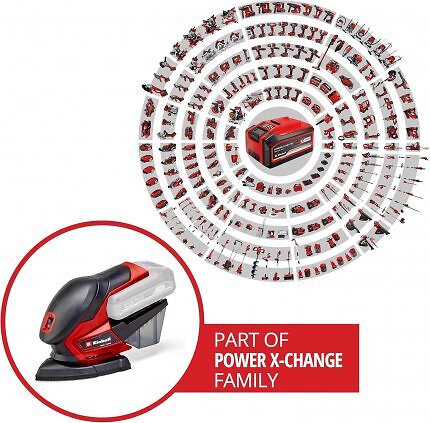 Einhells Akku-Multischleifer benötigt den 18V-Akku der Power-X-Change-Reihe.