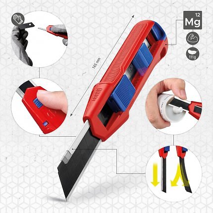 Das Cuttermesser von Knipex hat eine Führungsschiene.